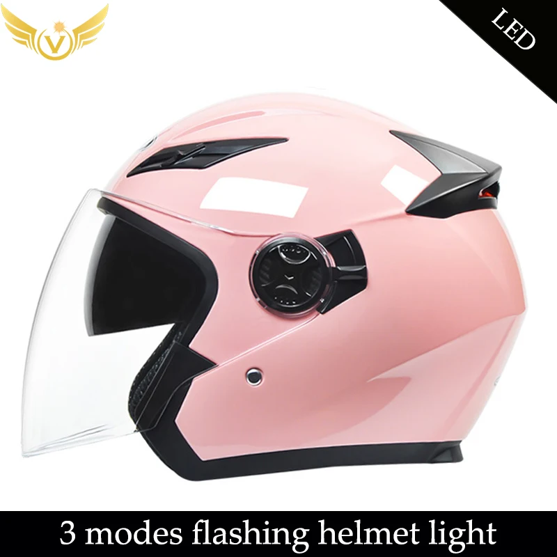 Double Lens UV Protection Motorcycle Helmet Vespa Smart Retro Snapback Women Moto 3/4 Open Face Mopeds Helmet