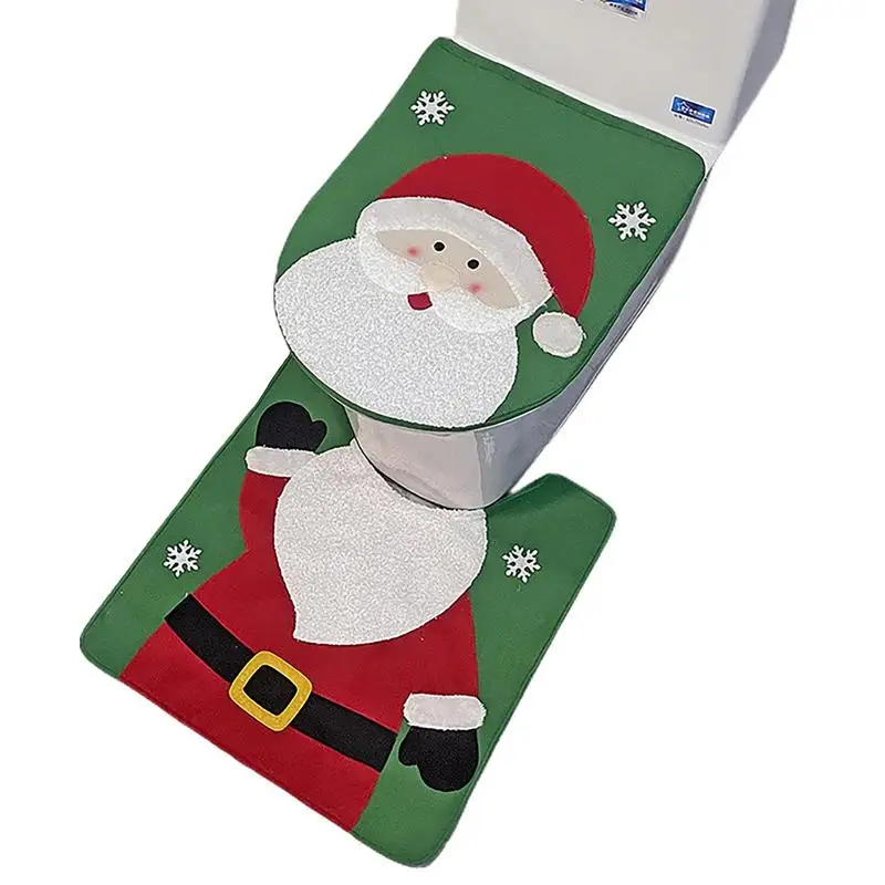 

Набор рождественских чехлов и ковриков на сиденье унитаза, набор ковриков для ванной, Рождественский набор украшений, чехол на сиденье унитаза и коврик с рисунком Санты