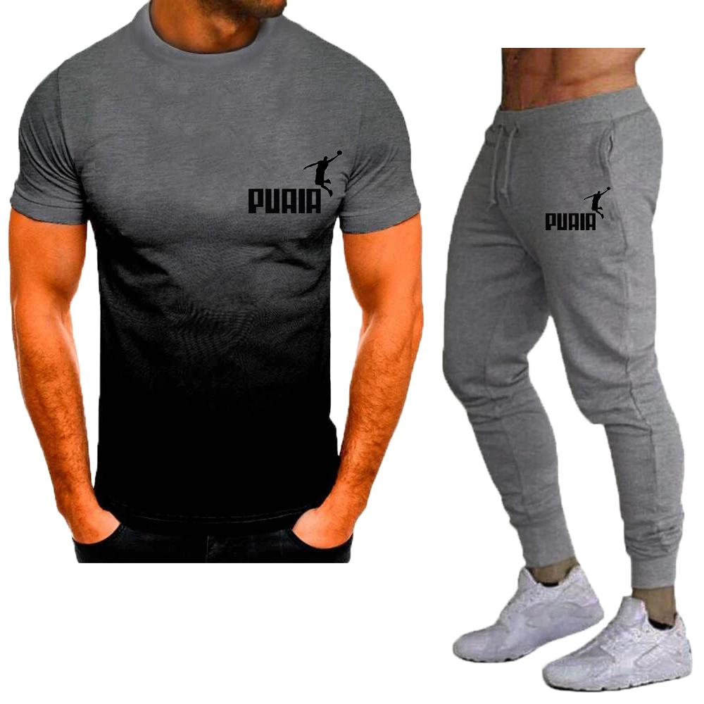 Summer Tracksuit Sets 2023 Casual Sport Suit T-shirt Tracksuit 2 Piece Set Sportswear Breathable O-neck Street Clothing Sets