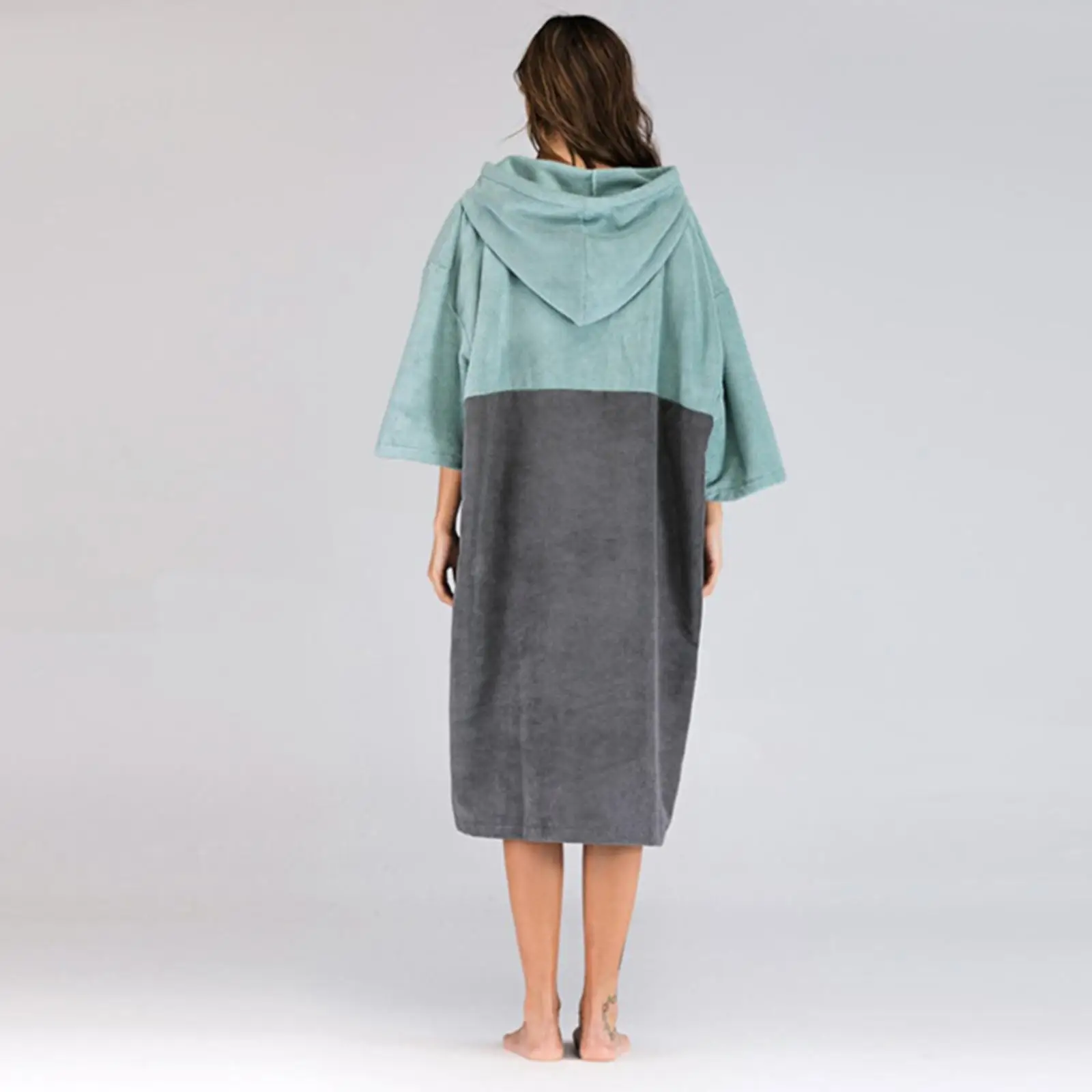 

Microfiber Unisex Robe Beach Thick Surf Poncho with Hood Swimming Bath Suit for Kayaking Bathing Vacation-Sun Wind Protection