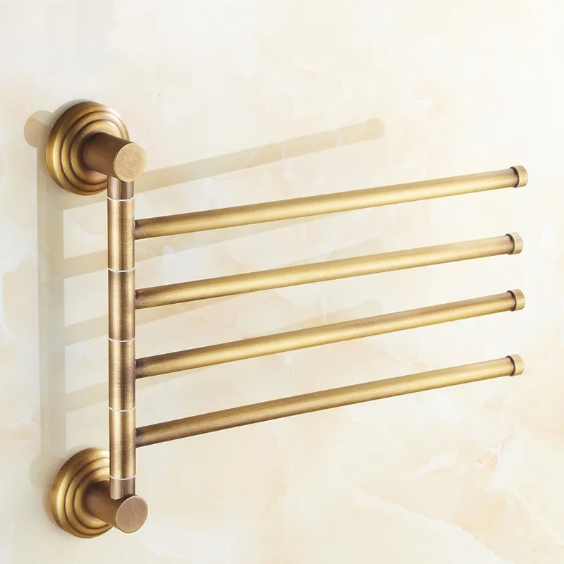 

Vidric Antique Brass 180 Degree Rotation Towel Rack 2-4 Layer Activities Towel Bar Towel Holder Bathroom Accessories