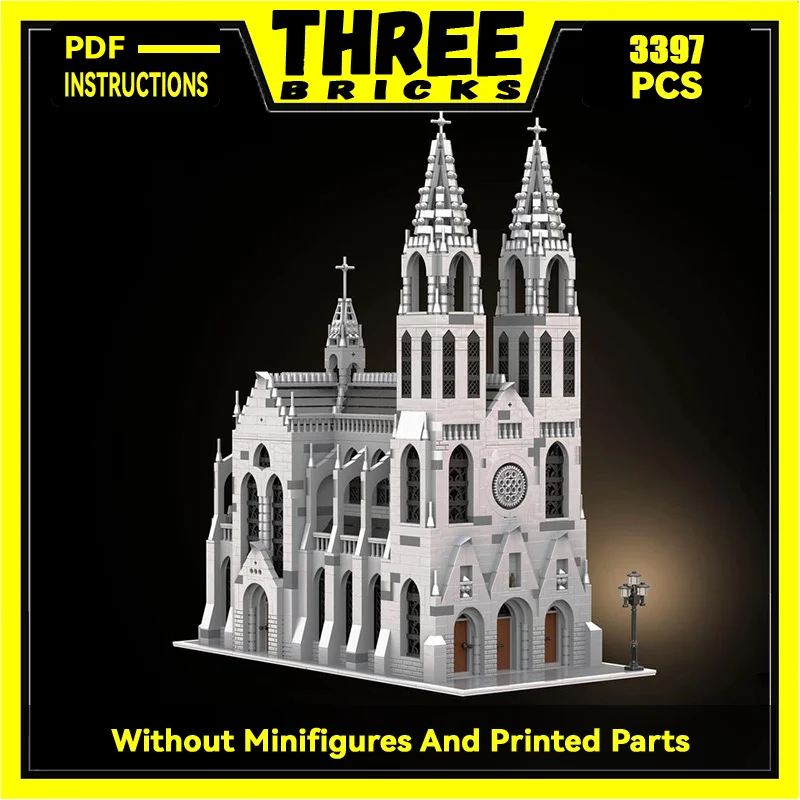 

MOC Building Block Gothic Cathedral Model Technical Bricks DIY Assembly Medieval Modular Architecture Street View Toy For Gift