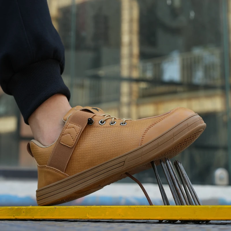 Мужская Защитная Обувь Рабочие Ботинки Со Стальным Носком Непроницаемая Кожа Из