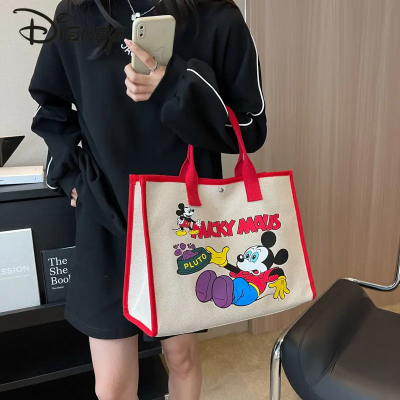Disney Mickey's New Women's Handbag Fashionable Advanced Sense Tote Bag Cartoon Multi Functional Large Capacity Commuter Bag