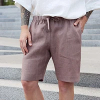 mens shorts summer fashion solid color loose pockets shorts mens casual lace up mid waist straight shorts knee length pants
