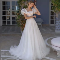 eightree sexy wedding dresses white applique short sleeve bride dress 2022 bobo beach square neck wedding evening gown plus size