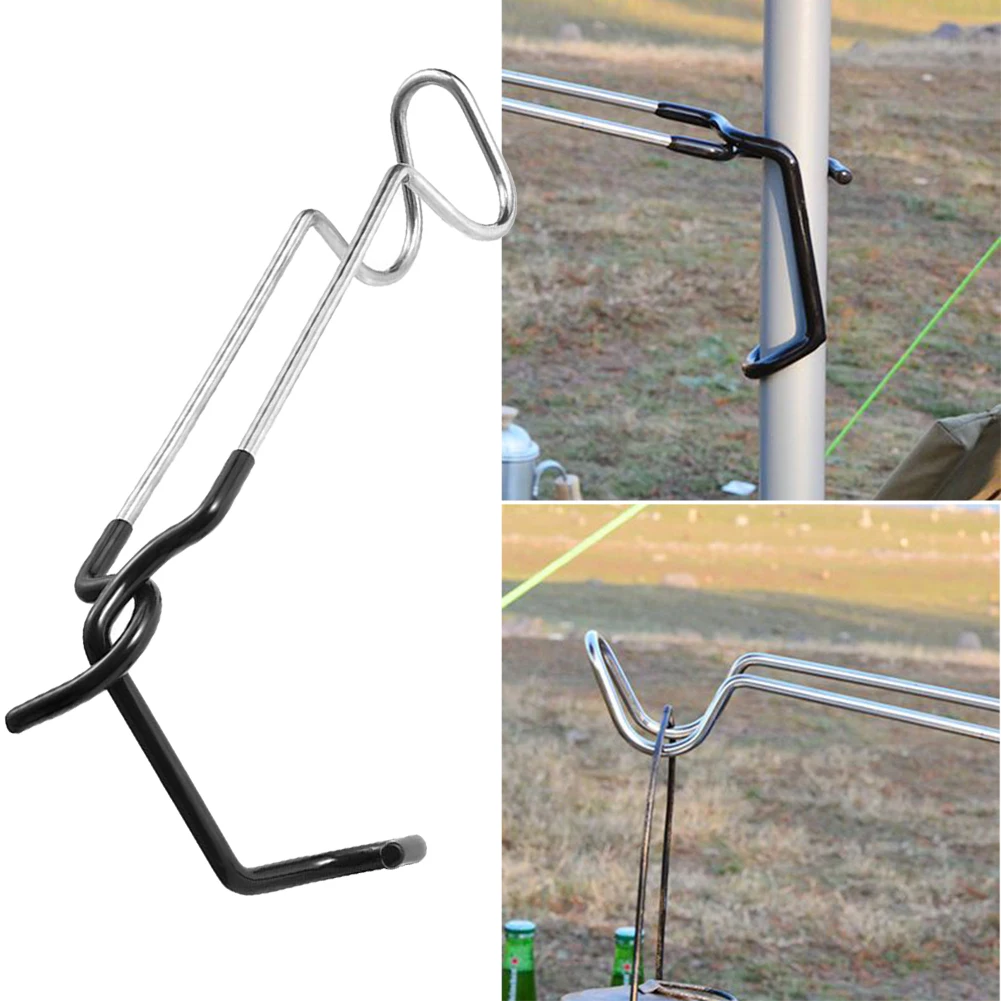 Stainless Steel Light Stand Holder Hooks Portable Tent Pole Lamp Hanger Hunting Fishing Lantern Hanger Camping Supplies