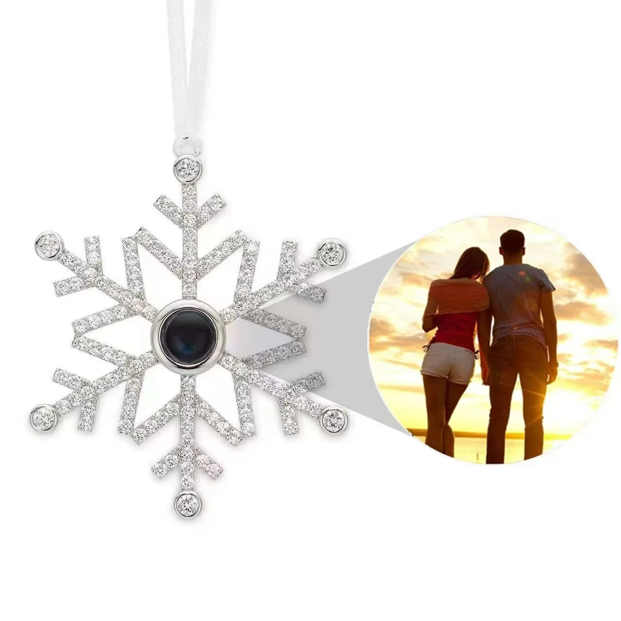 Проекционный кулон в виде снежинки подвеска с фотографией на заказ