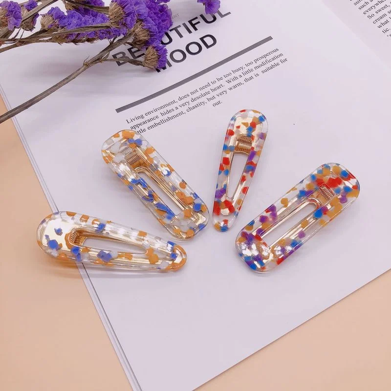 

Новые корейские милые простые красивые красочные акриловые каплевидные квадратные заколки для девочек модные женские заколки головной убор