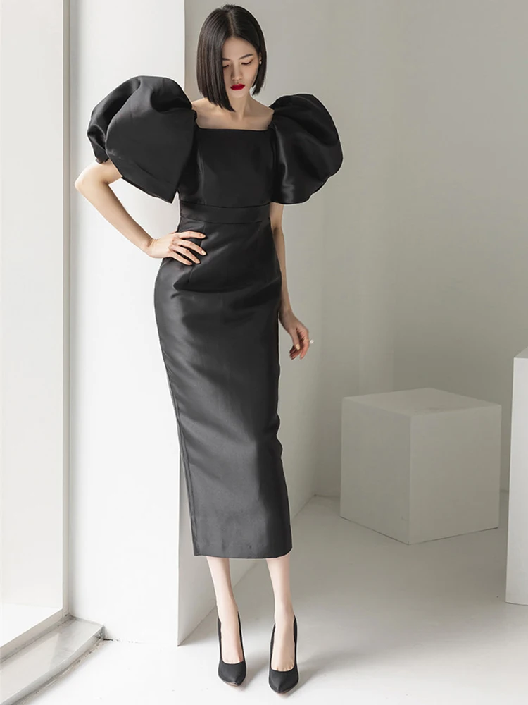 Женское вечернее платье с пышными рукавами DEAT