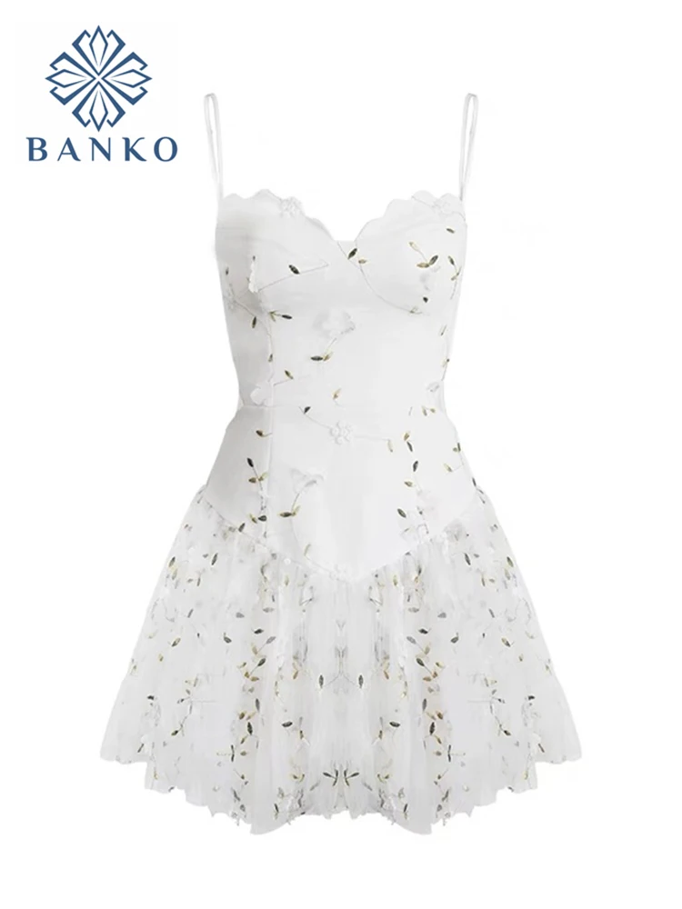 

Women Lace Flower Print Hollow Out Mini Dress 2022 Summer Chic Sexy Sling Spaghetti Straps Deep V Neck Party Club Vestidos Mujer