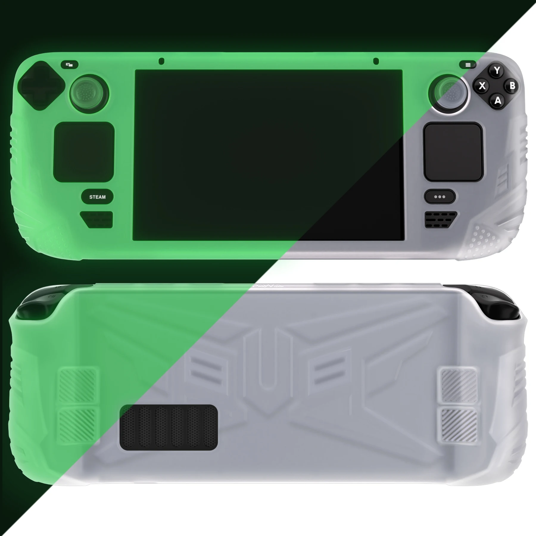 

PlayVital Armor Soft Cover Silicone Protector for Steam Deck with Back Button Enhancement Designed & Thumb Grips Caps