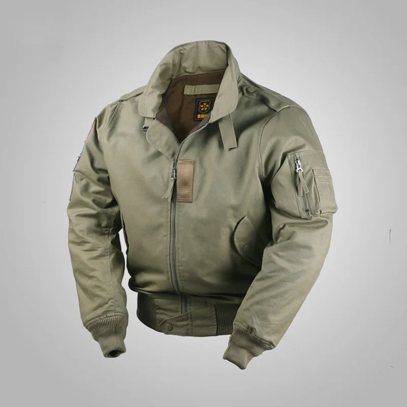 

Leisure Air Force Flying Pure Cotton Padded Jacket Outdoor Training Hiking Combat Hunting Short Stand Collar Loose Men's Coat