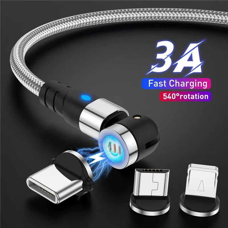 

Lovebay 540 Rotate Magnetic Cable 3A Fast Charging Micro USB Type C Cable For iPhone Xiaomi Magnet Charger Phone Data Wire Cord