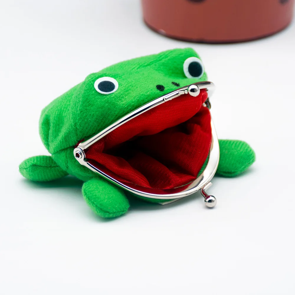 Novelty Adorable Anime Frog Wallet Coin Purse Key Chain Cute Plush Frog Cartoon Cosplay Purse for Women Bag Accessories