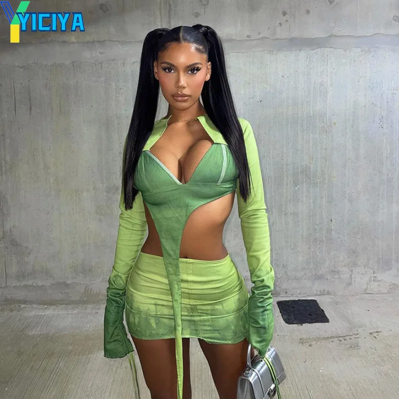 

Juicy Apple 2022 Backless Crop Top + Sexy Mini Dress Sets Sexy Elegant Summer Women Fashion Streetwear Y2K Outfits 3 Piece Sets