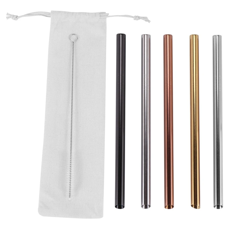 

Reusable Drinking Straws-Wide Boba Straws Straws Smoothie Bubble Tea Milkshakes Straws With Cleaning Brush,Carry Bag