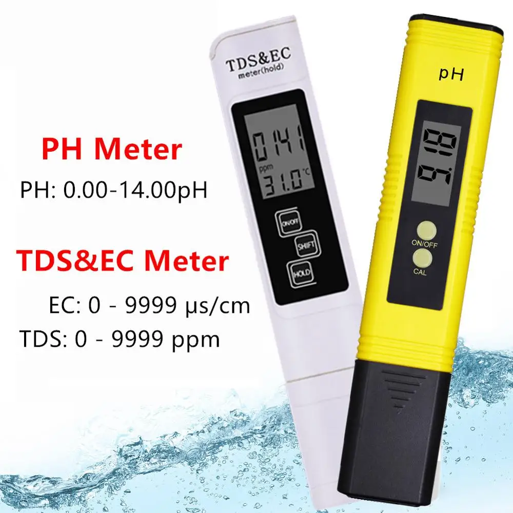 

Digital PH EC TDS Meter Tester Temperature Pen Water Purity PPM Filter Hydroponic for Aquarium Pool Water Monitor 40%