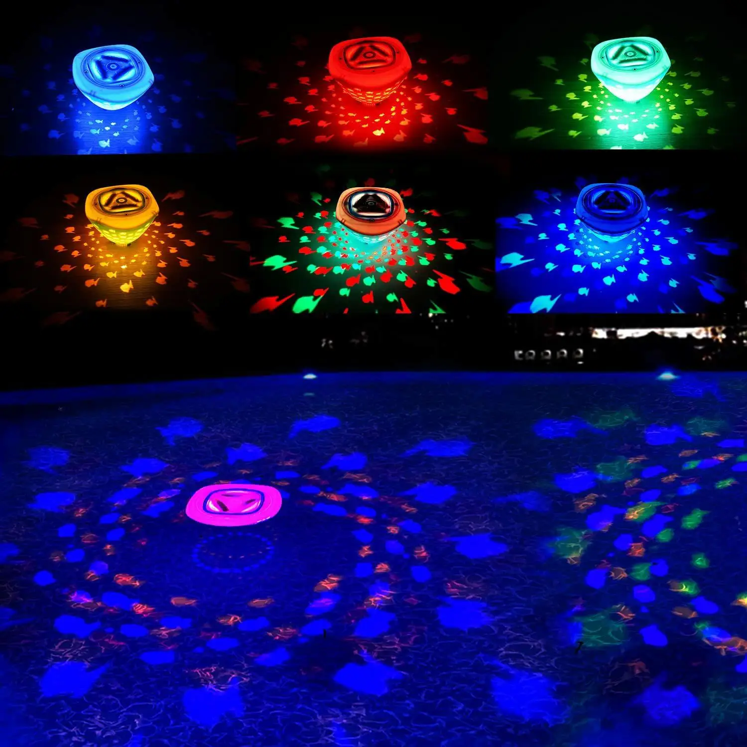 

Colorful Hot Fountain Pond Swim Kids Spa Pool Operaed Floating Bathtub Battery Projector Gifts Submersible Waterproof Lights Tub