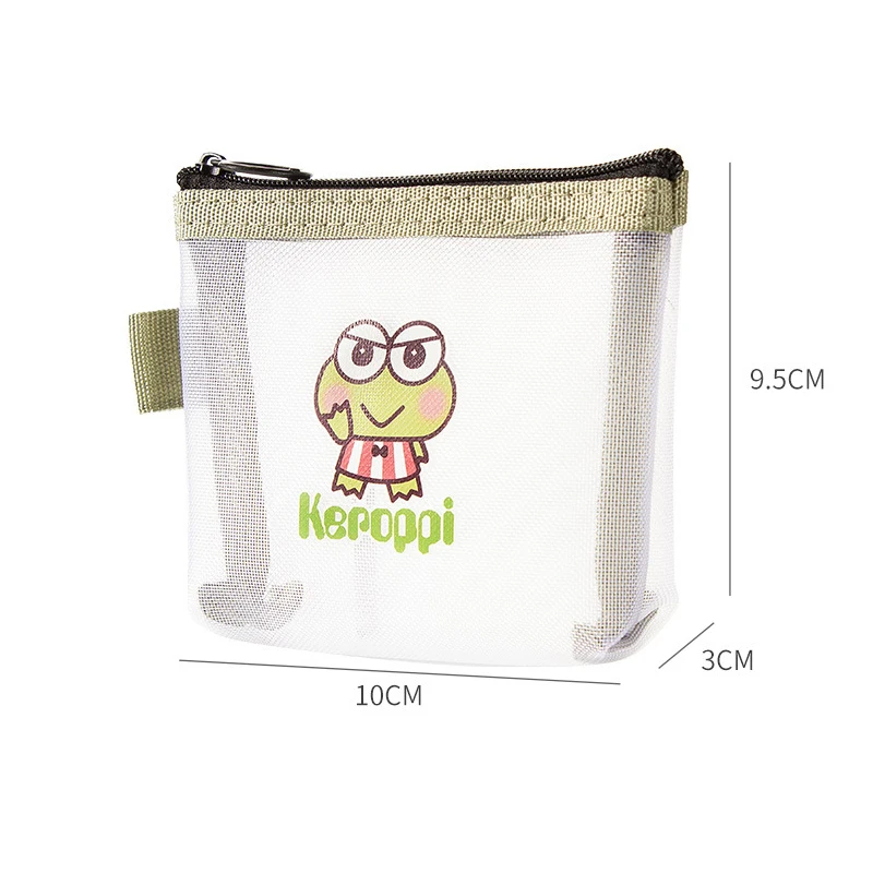 Sanrio Coin Purse Hello Kitty Kawaii Storage Bag Mesh Three-Dimensional Transparent Portable Cute Cartoon with Zipper Makeup Bag images - 6