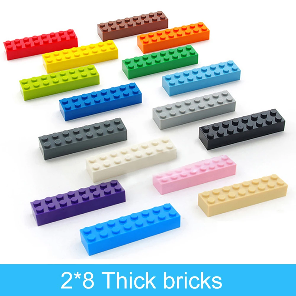 

20pcs DIY Building Blocks Thick 2x8 Dots Educational Creative Toys for Children Figures Plastic Bricks Size Compatible With 3007