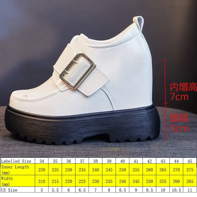 Мокасины женские из лакированной натуральной кожи на платформе 12 см