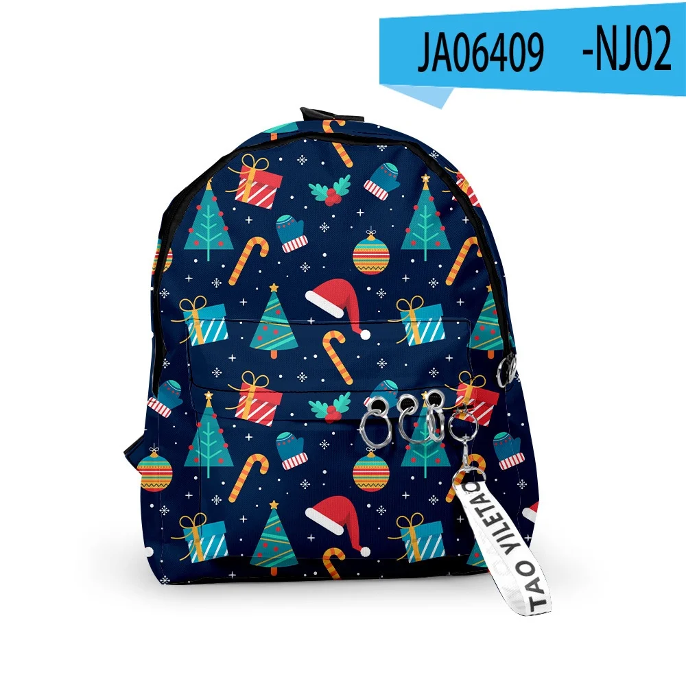 Christmas Children Casual Fashion Small Backpacks New Girl Boy Students Cute Xmas Schoolbags with Key Chain for Gift All-match