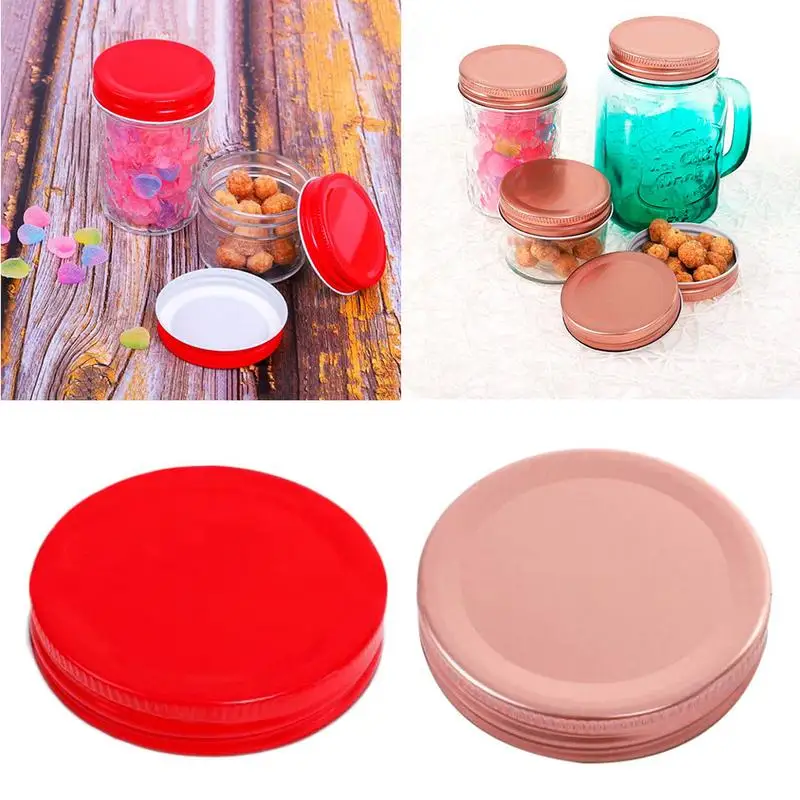 

Mason Jar Lids Good Sealing Regular Mason Jar Lids With Silicone Rings 10Pcs Mason Jar Accessories 2.76in Anti-Scratch For Mason