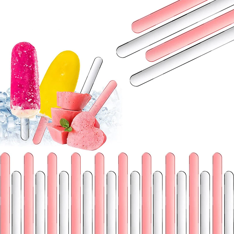 

10/20pcs Acrylic Popsicle Sticks Reusable Creamsicle Ice Cream Pop Cakesicle Cake Candy Sticks DIY Crafts