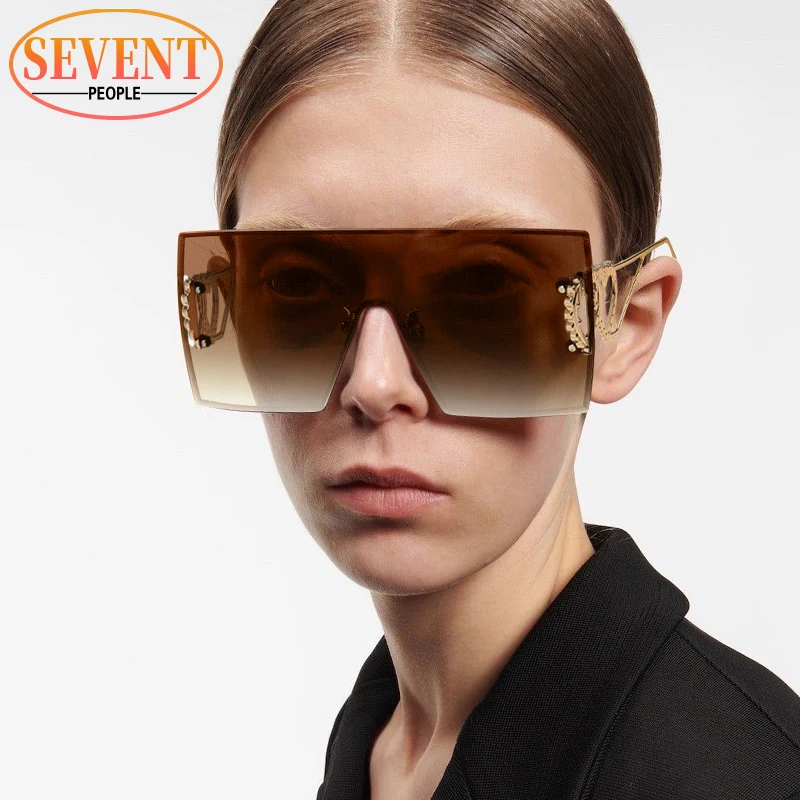 

One Piece Rimless Sunglasses Women 2023 Luxury Brand Fashion Frameless Square Sun Glasses For Female Metal Frame Heart Sunglass