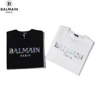 balmain mens reflective letter printed fashionable round neck short sleeve all match t shirt s 4xl
