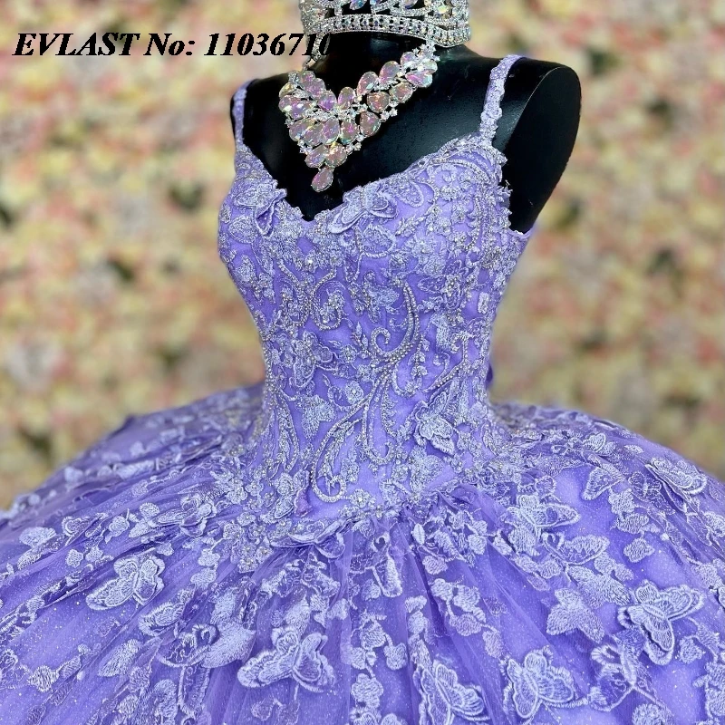 Платье-бабочка EVLAST с большим шлейфом фиолетовое бальное платье накидка