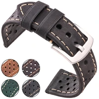 genuine cow leather watch strap bracelet women men breathable watchband 4 colors 20mm 22mm 24mm belt with steel pin buckle