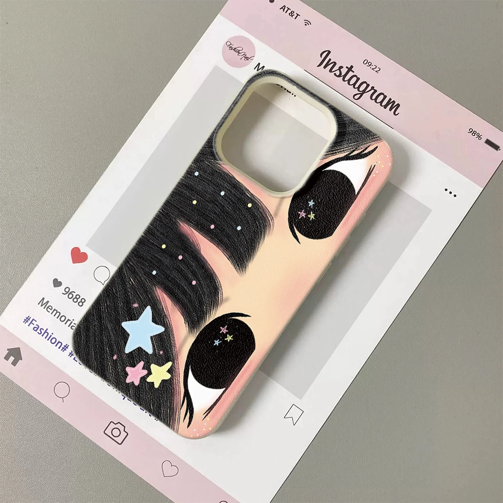 Фото Милый чехол для iPhone 11 12 13 14 15 16 17 Pro Max Plus Air с креативным дизайном «Звездные глаза» и узором, мягкий чехол-накладка из поликарбоната №4