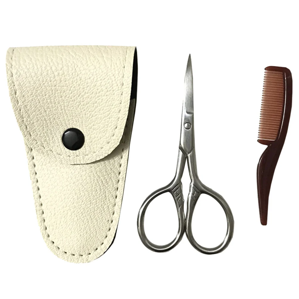 

Beard Scissors Mustache Trimming Combmen Kit Hair Shears Scissorpouch Barber Stylingprofessional Facial Holster Tools Ear