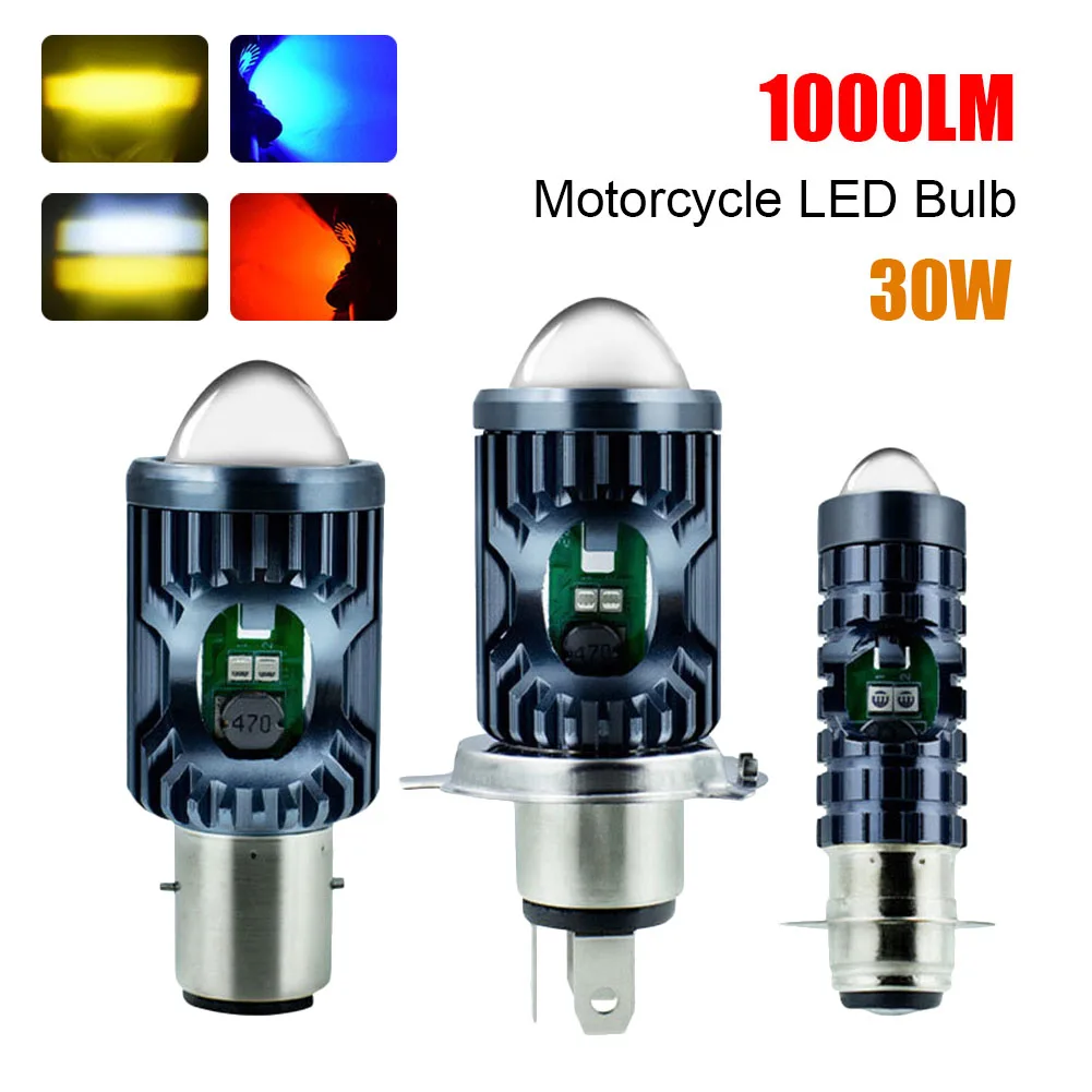 

30W 4Colors Motorcycle Spotlight 9-80V LED Moto H6 BA20D P15D Motorcycle Headlight Bulbs Motorbike Headlight Lamp Accessories