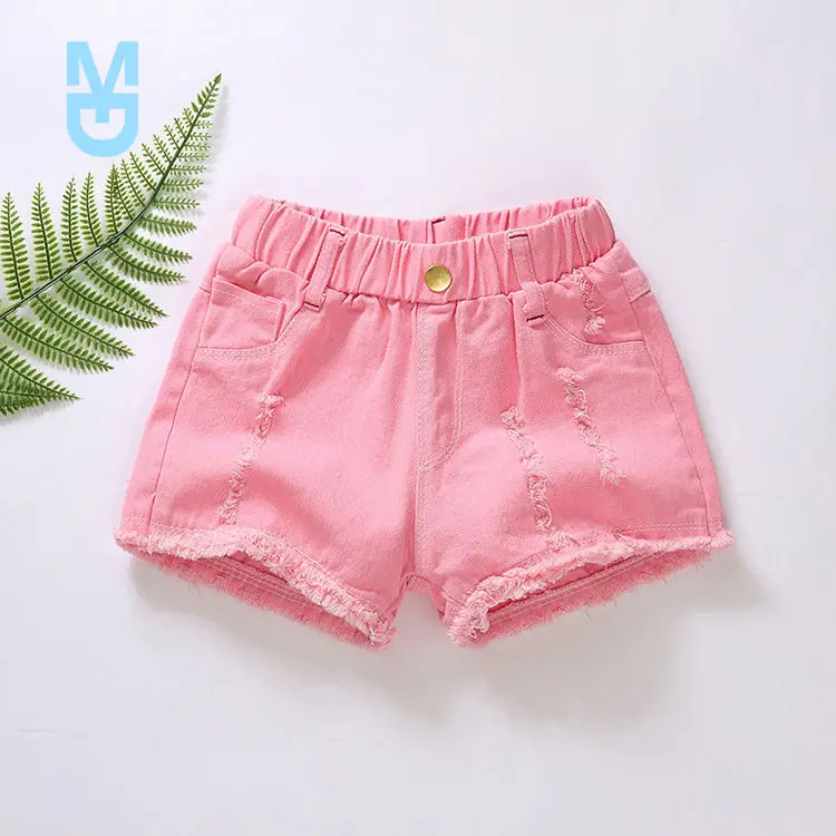 

New Girls Shorts 2022 Summer Slim Hot Pants For Girl Children Casual Trousers Hole Kids Shorts Candy Color Teenager Clothing