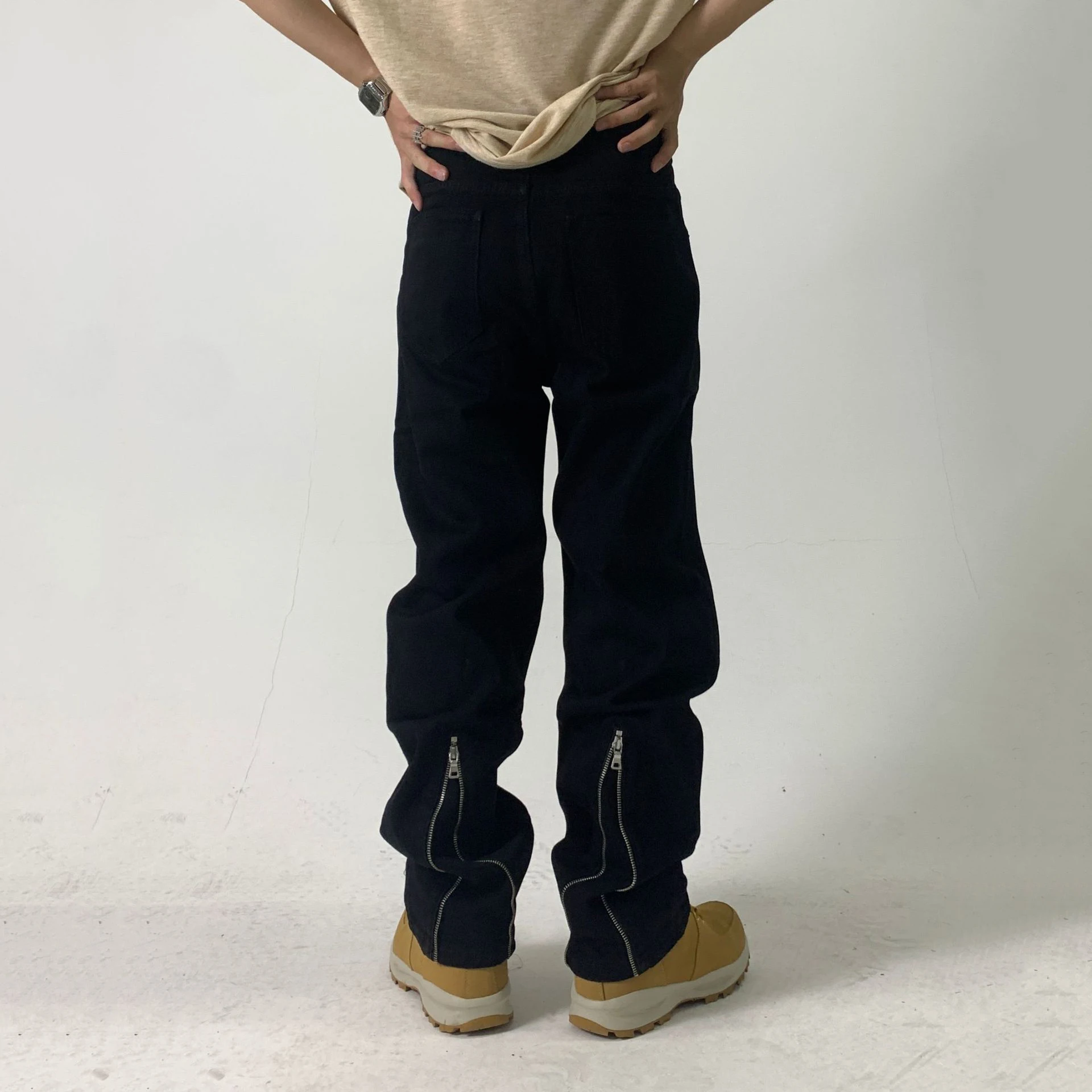 Men's Jeans Men's Trousers Heel Zip Jeans K-Pop Unisex Hip Hop Streetwear Men Clothing Denim Jeans Y2k Men Loose Jeans Softener