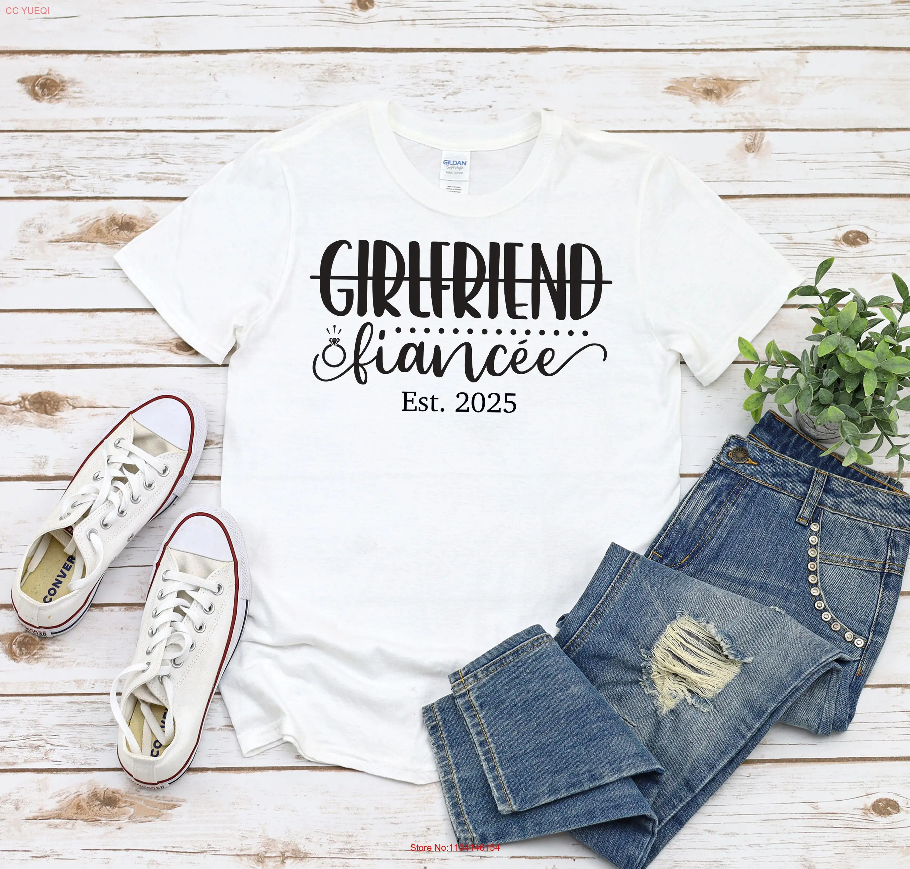 Футболка Fiancee Est 2025 Mr Matching Wedding Newly Engaged Just Married EngagemenT с длинными или короткими