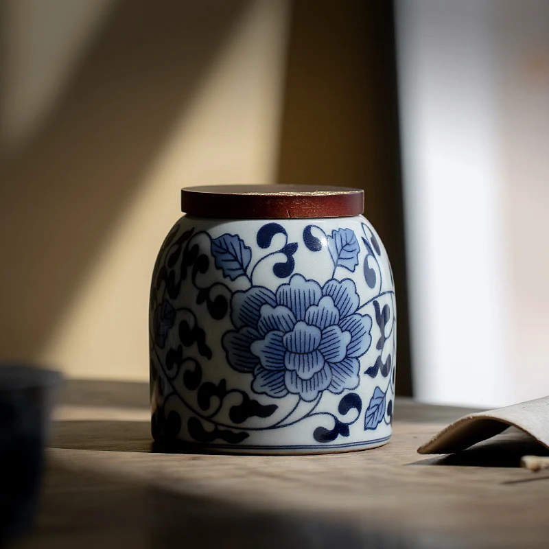 Синий и белый фарфоровый чайник герметичный сахар керамический орех контейнер