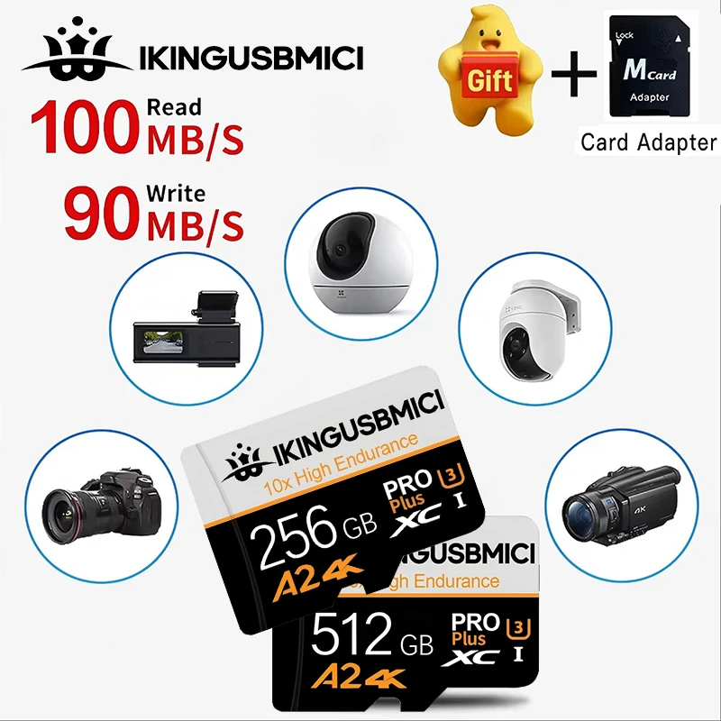 Фото Карты памяти TF, SD, Micro SD объемом 32 ГБ, 128 ГБ, 256 ГБ, 512 ГБ, V60 Ultra HD, ударопрочные, усовершенствованные, для игр, планшетов, GoPro №1