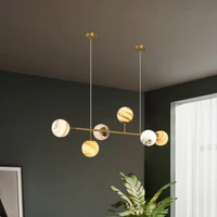 modern led chandeliers for living room dining table bedroom home decor gold planet glass ball pendant light suspension luminaire