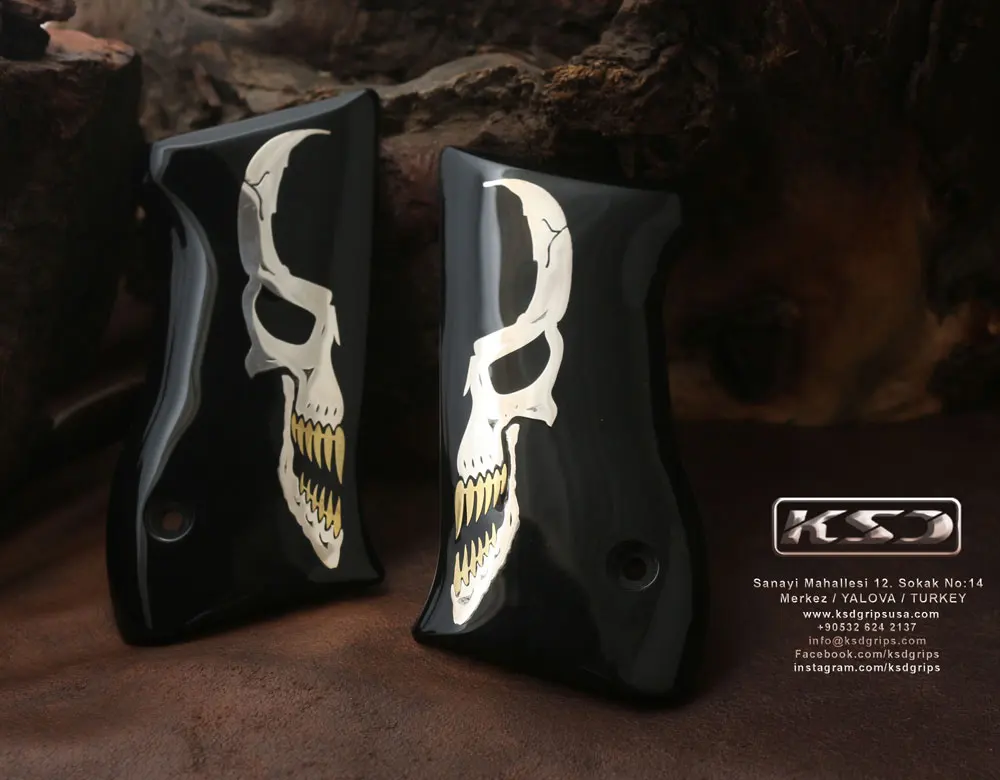 

Ksd Jericho 941 FB Compact Model Compatible Black Acrylic Grip for Replacement (with Skeleton Figure on Silver)