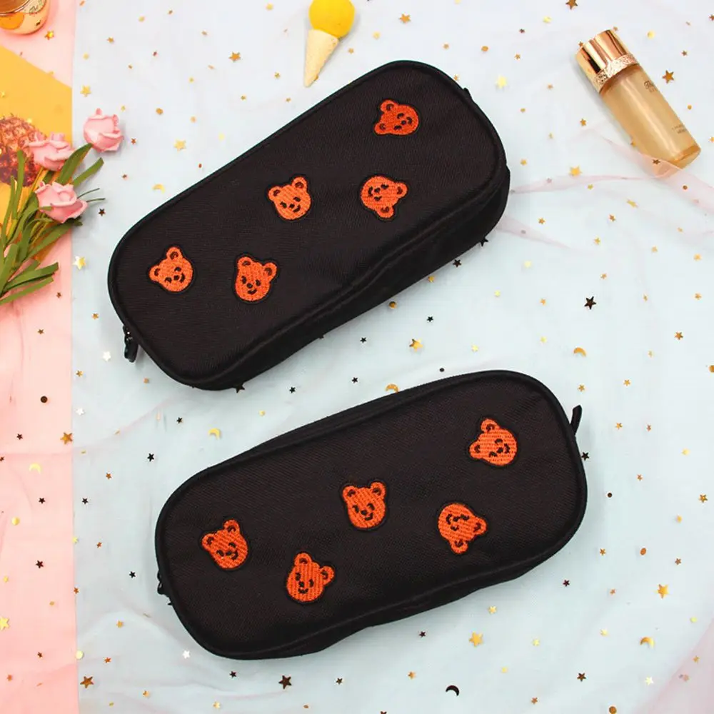 

Zipper design School Supplies Embroidery Cosmetic Stationery Kawaii Bear Pencil Bag Kids Gift Pen Case