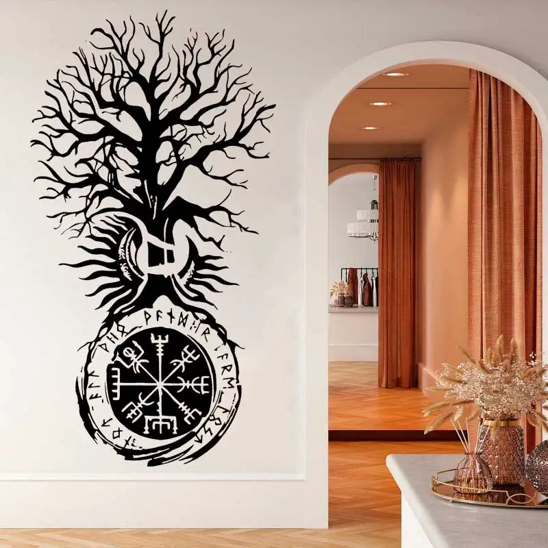 Tree of Life Wall Stickers Ancient Amulet Spell Divination Modern Art Room Bedroom Living Room Decoration Vinyl Wall Decal S2