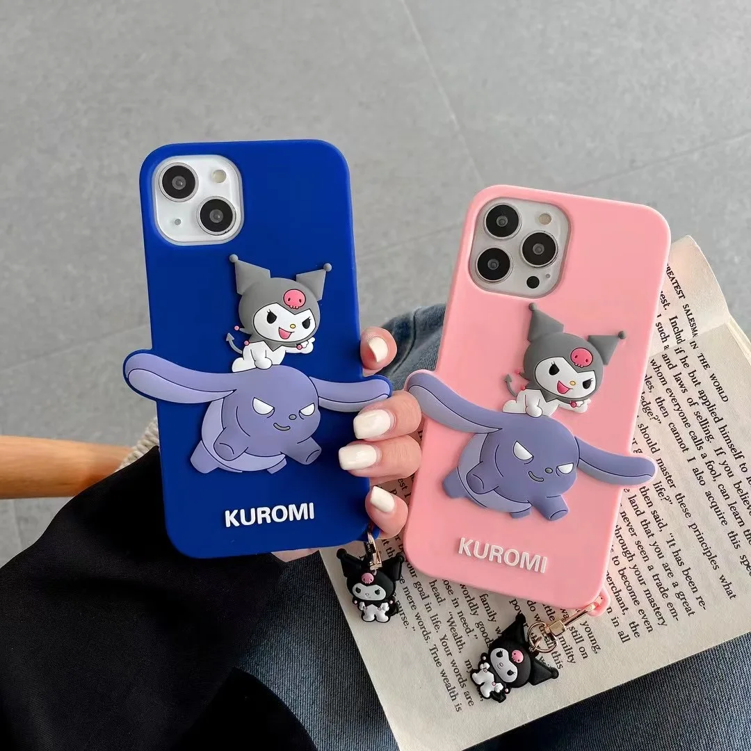 

3D Cute Kuromi Case For iPhone 11 12 13 Pro Max Mini 7 8 Plus XR X XS MAX Trend Creative Luxury Original Girl With Lanyard Cover
