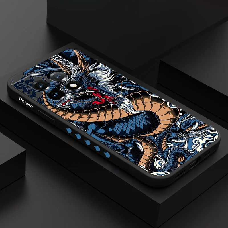 

Roaring Dragon Phone Case For Oneplus 11 11R 10 10R 10T 9R 9RT 9 8T 8 7 7T Pro 5G Liquid Silicone Cover