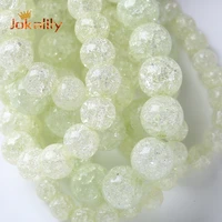 fresh green cracked glass beads for jewelry making snow vein crystal quartz stone loose beads diy bracelet necklace 6 8 10mm 15