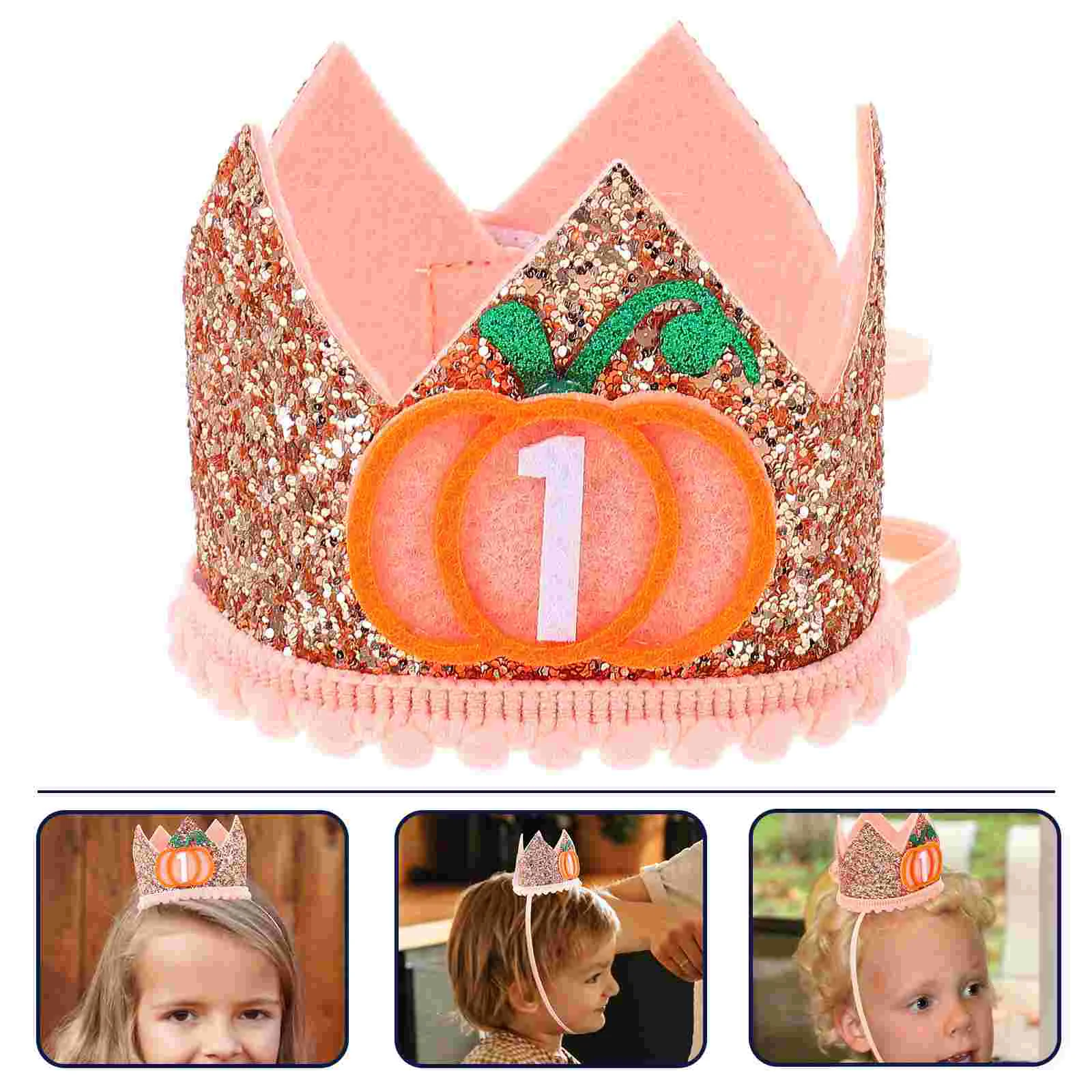 

Birthdayhat Kids Party Firsttiara Pumpkin Baby 1St Decor Headdress Children