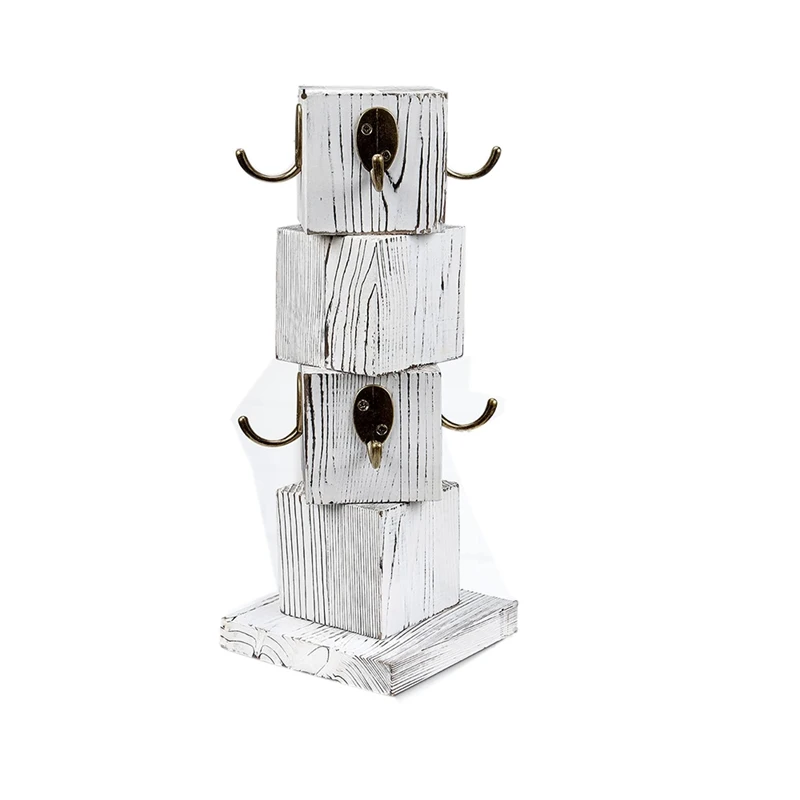 Coffee Cup Holder, Rustic Solid Wood Mug Tree, Farmhouse Wooden Coffee Cup Holder, Old Mug Holder